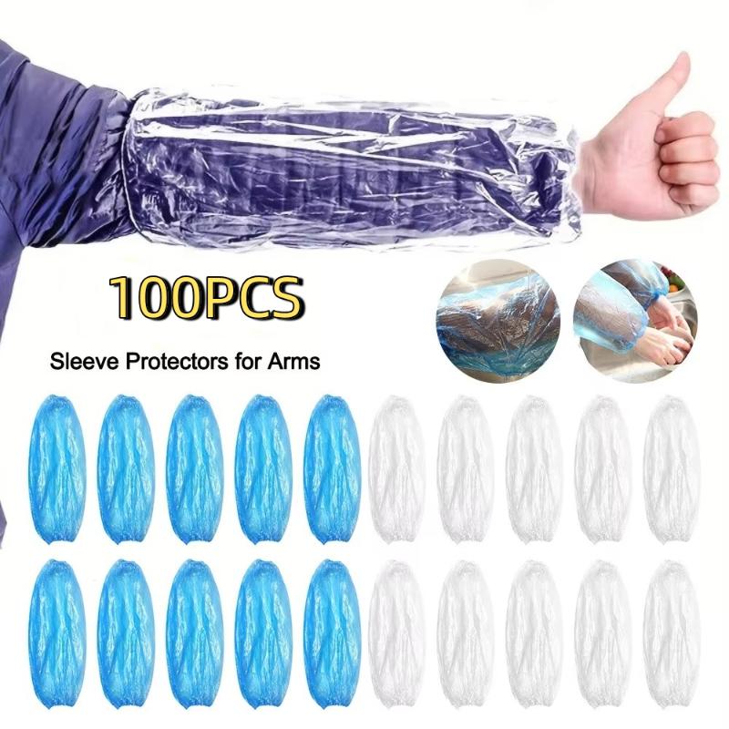 100Pcs Disposable Pe Arm Sleeves Oil Proof Dust Proof Waterproof For Home Cleaning Kitchen Cooking Daily Housework