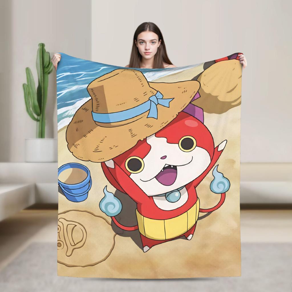 Yokai Watchs Flannel Blanket Spring Super Soft Bedding Throws For Boy Girl Outdoor Funny Bedspread Sofa Bed Cover
