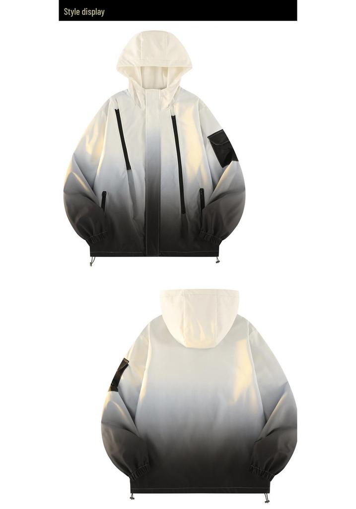 Gradient Spring Sporty Hooded Jacket - Versatile Trendy Casual Coat for Couples