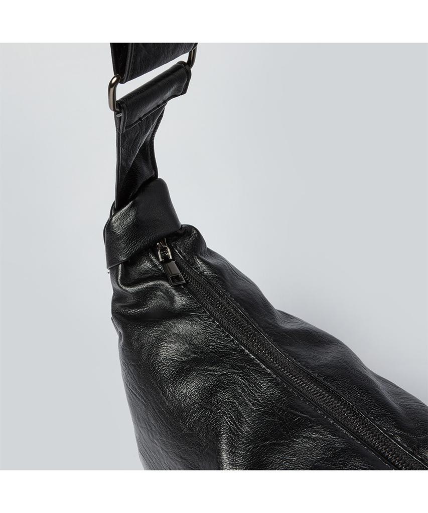 The Green Lab Faux Leather Hobo Crossbody Bag [Black]