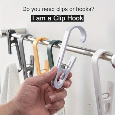 Bathroom Shower Curtain Clips Utility Hooks for Kitchen Towel Rod Wall Mount Hanging Clips Strong Hold 2kg
