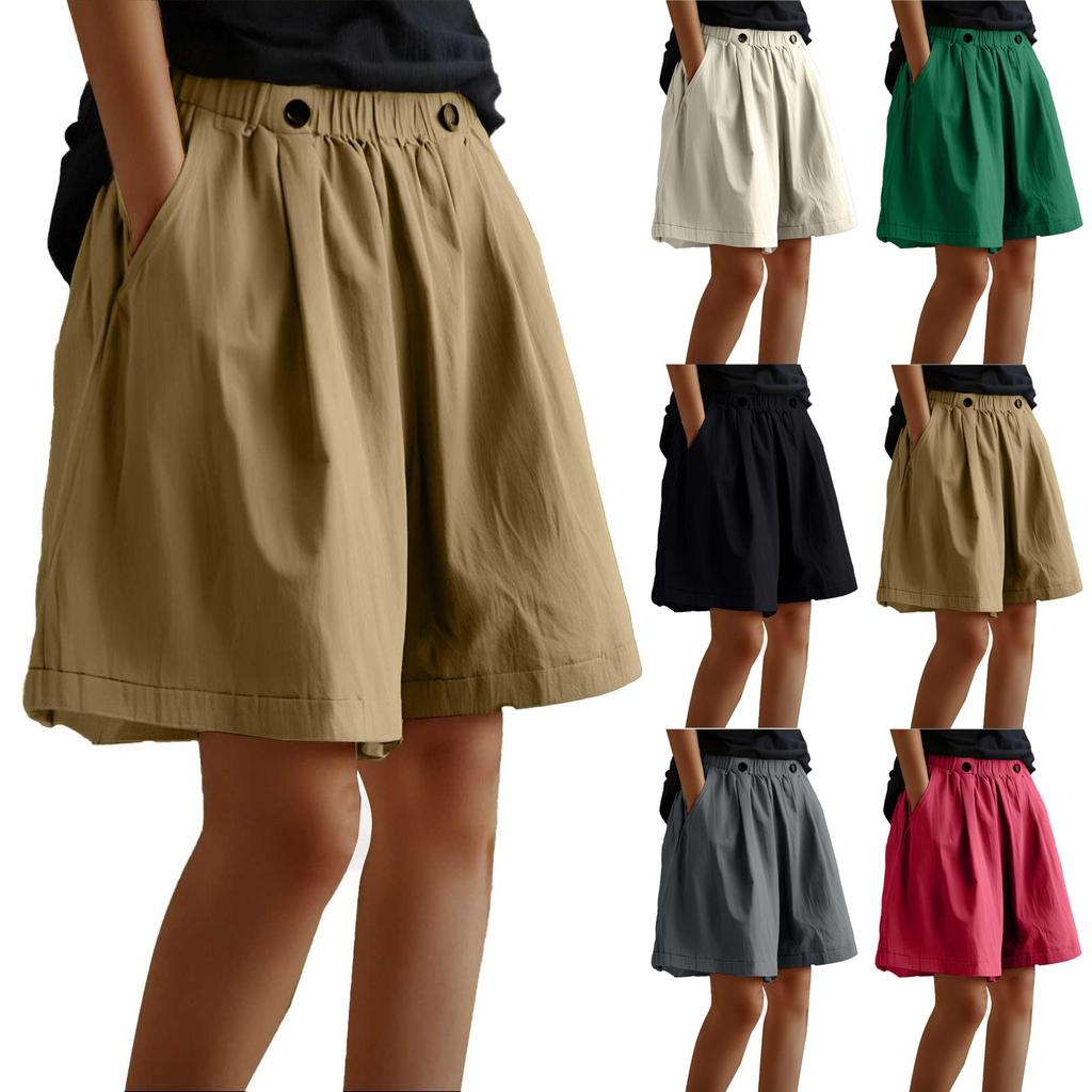 Women's Casual  Summer Elastic Beach Shorts  Solid Casual Shorts