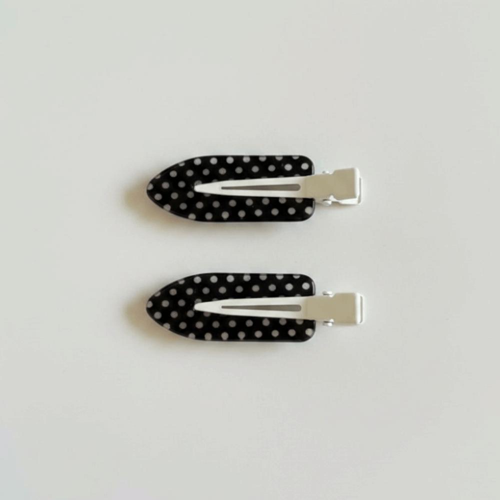 

Polka Dot Acrylic Hair Clips Elegant Hair Styling Accessories Durable Seamless Hairpin School 2 PCS Black