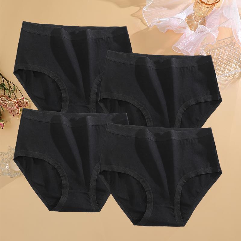 4Pcs/Set High Waist Underwear Cotton Panties Women Body Strips Underpants Plus Size Girls Briefs Female Lingerie Oversize Pantys