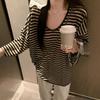 Women's Crew Neck Long Sleeve Top Oversized Elegant Striped T-shirt Thin Sun Protection Casual Loose Summer Layering Cover Up Shirt