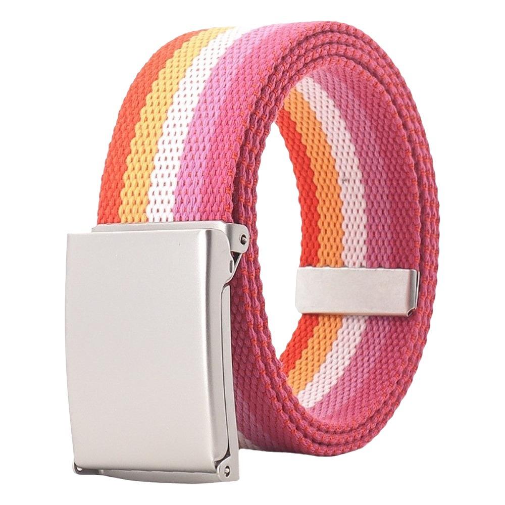 Stripe Canvas Waist Belt Metal Buckle Nylon Belt Fashion Men's Business Belt  Male