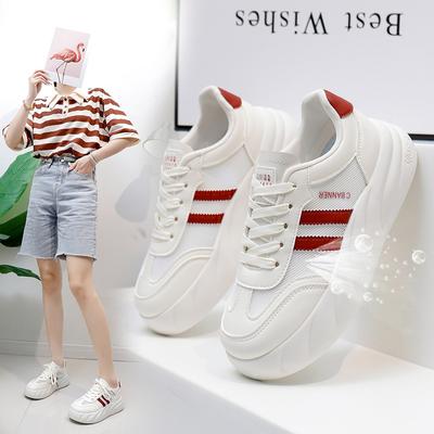 INS White Shoes for Students Korean Style Women's Fashionable Summer New Thick Bottom Height Increasing Breathable Casual Shoes Street Shot 5907