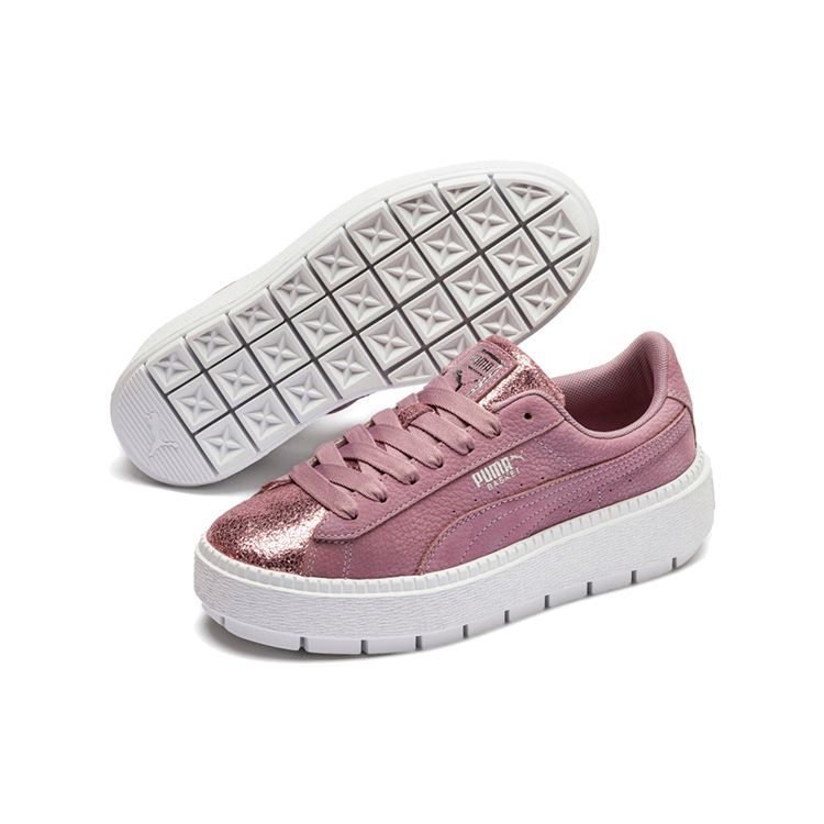 Puma Platform Trace Bio Hacking Casual Trendy Versatile Low Top Sneakers Women Sneakers Pink White 369160-02