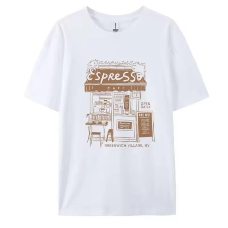

Espresso Cafe Graphic Tshirt Short Sleeve Retro Grunge Streetwear Women Tops Female Aesthetic Clothes Cute Coffee Lover T Shirt 4XL