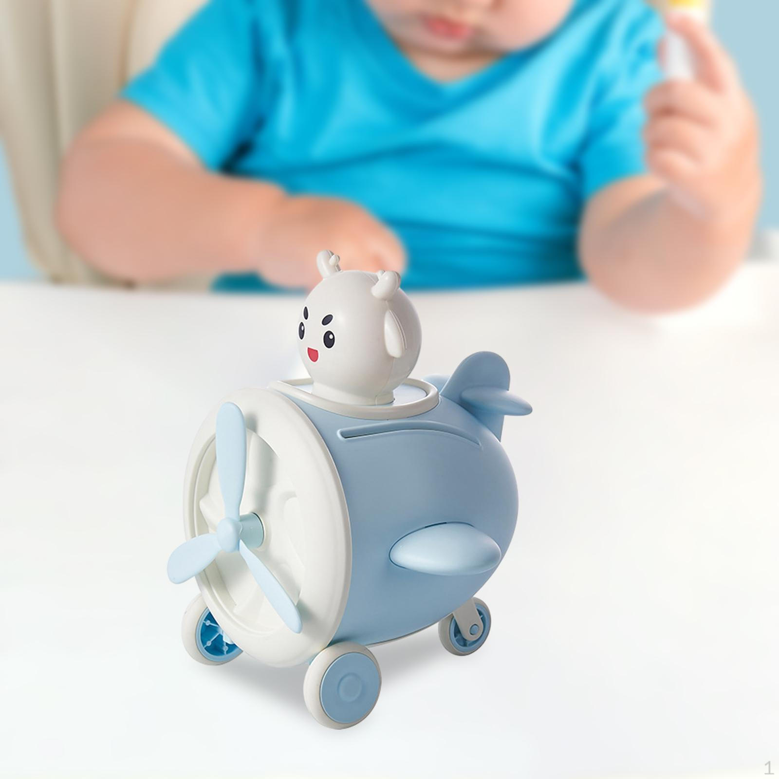 

Самолет-копилка для денег, настольные украшения, коробка для экономии, запираемая фигурка, игрушка синий