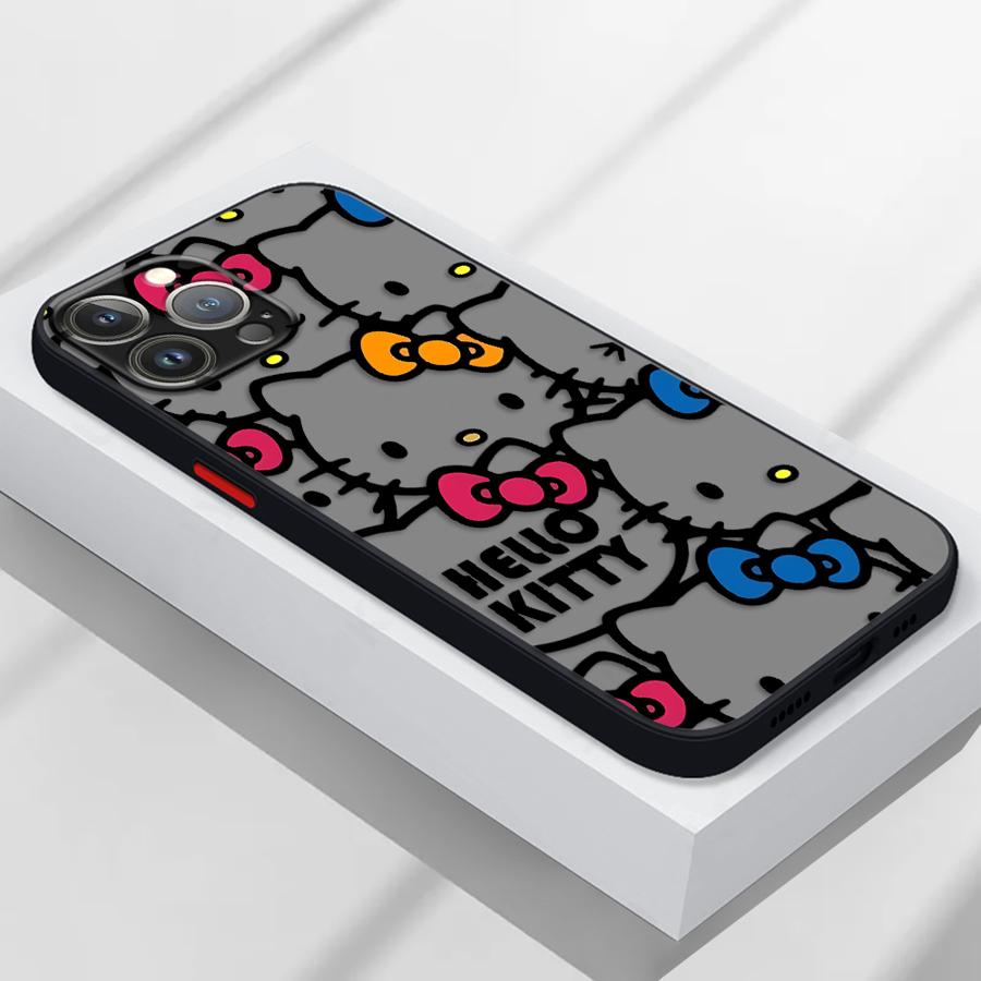 Case for iPhone 15 16 14Plus XS Max 12 13 11 Pro Max 13 Mini 7 8 17 Air Soft Cover Cartoon Hello Kitty
