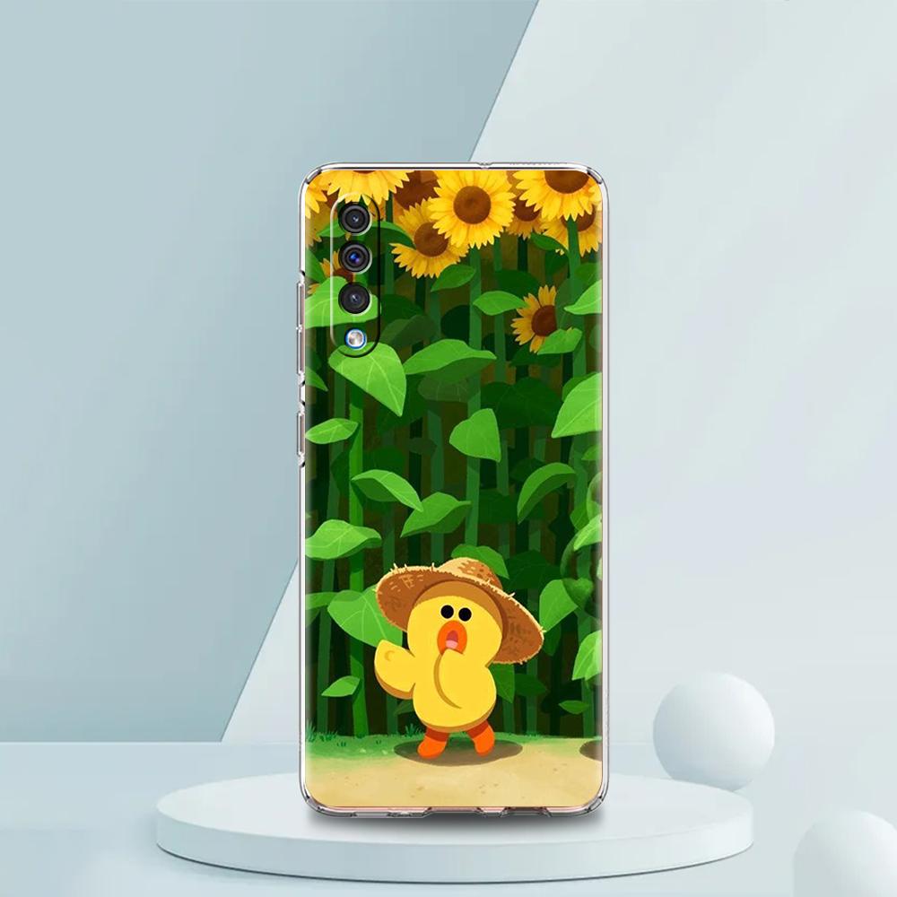 Anime Yellow Duck Transparent Phone Case for Samsung Galaxy A12 A02 A03S A50 A70 A10 A10S A20 A30 A40 Luxury Soft Cover Fundas Samsung A02s