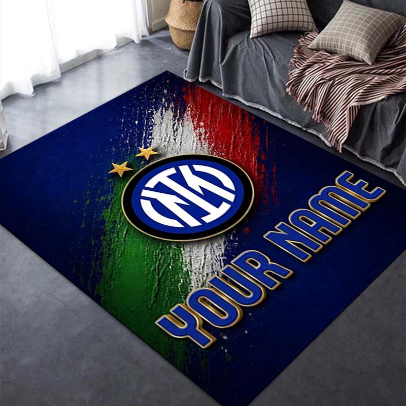 Tappeto Personalizzato Inter Milan per Soggiorno Camera da Letto Casa Decorazione Divano, Tappetino Antiscivolo per Giochi Bambini