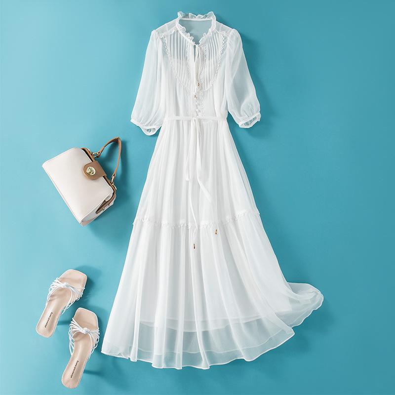 Lace-Up Waist Red Mulberry Silk Fairy Dress