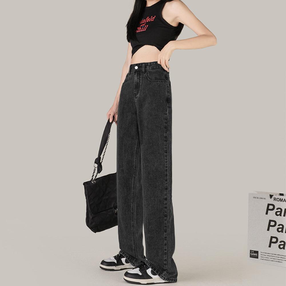 Jeans women's straight tube loose high waist summer 2025 new versatile drape wide leg floor trousers