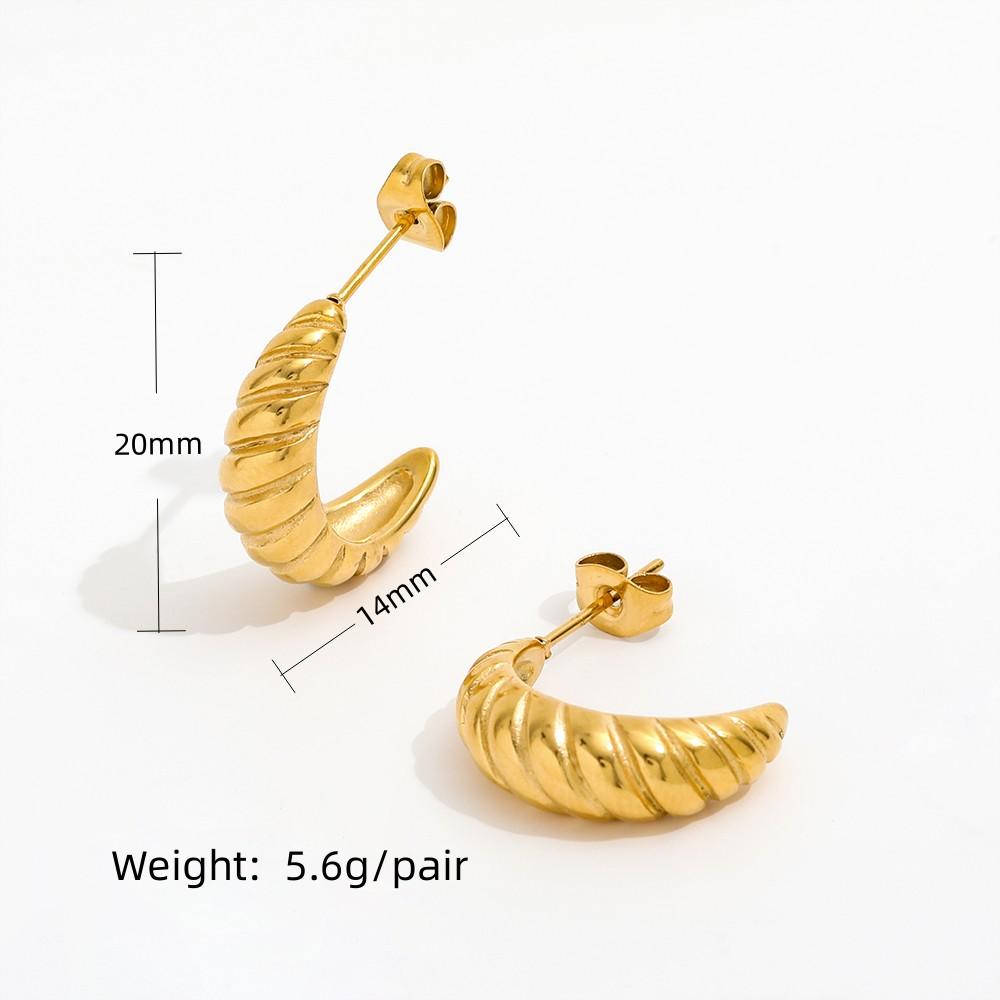 JOOLIM Jewelry PVD 18K Gold Plated Croissant Hoop Earring Stainless Steel for Women Earrings Trendy Geometric Flimming Setting