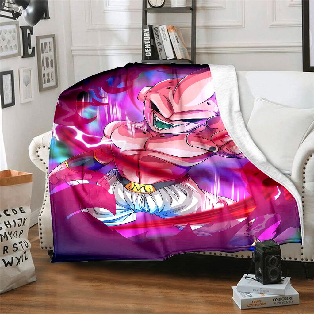 1PC Majin Buu Print Flannel Blanket, High quality All Seasons, Home Decor, Warmth and Comfort, Perfect for Christmas Gifts
