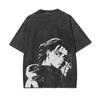 Attack on Titan Eren Yeager Bedrucktes T-Shirt Herren und Damen Gewaschenes T-Shirt Hohe Qualität Vintage Baumwoll-T-Shirt Harajuku Oberteile