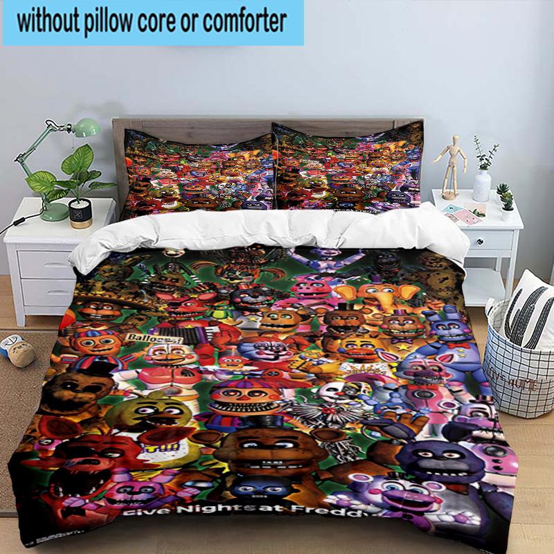 3PCS Fnaf Character Collage 3pcs Bedding,Including 3PCS Duvet Cover And 2pcs Pillowcases Perfect for Christmas,Ideal for Bedroom, Dormitory