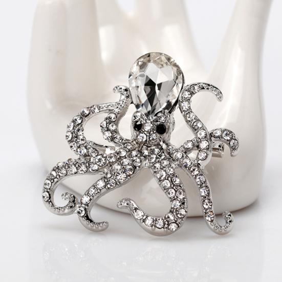 Broșă drăguță de caracatiță pentru femei, cu stras strălucitor, bijuterii pentru petrecere, eșarfă cadou