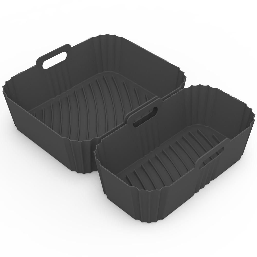 2Pcs/Set Anti-stick Design Air Fryer Basket Foldable Air Fryer Pan Air Fryer Baking Tray Oven