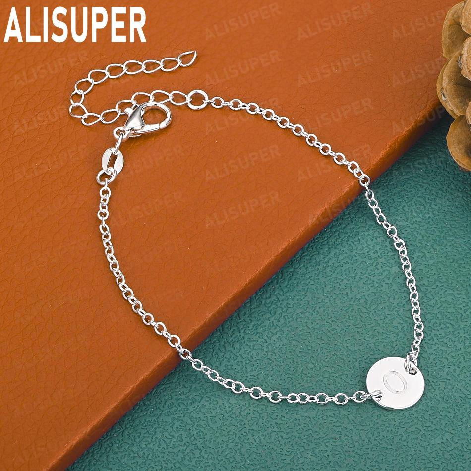 925 Sterling Silver 26-Letter Romantic Round Bracelet - Exquisite Gift Jewelry