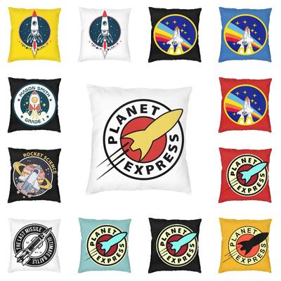 Planet Express Dekokissenbezug, 40 x 40 cm, Heimdekoration, Weltraumrakete, Raumschiff, Kissenbezug, quadratisch, Bettwäsche, Sofa, Kissenbezug