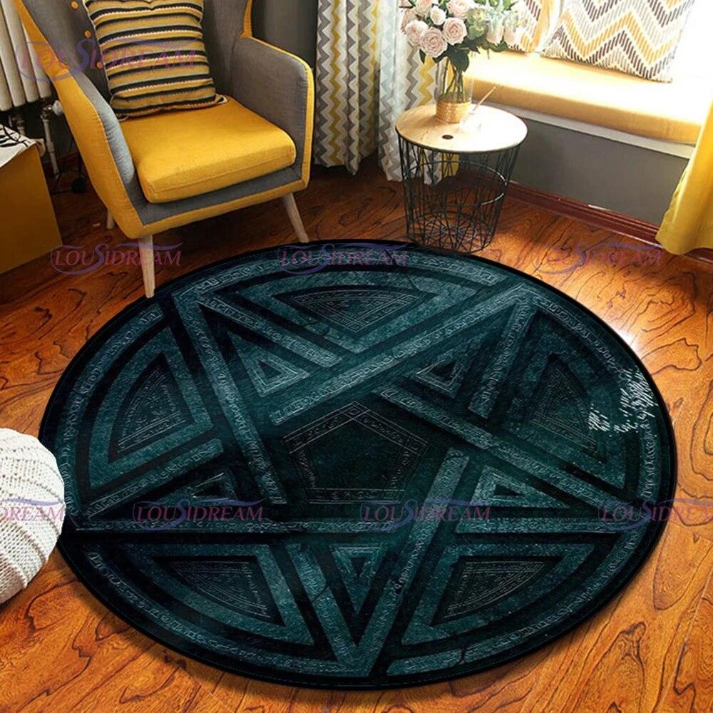Kitchen Crystal Witch Round Area Rugs Indoor Circle Rug Halloween Entryway Doormat Floor Carpet for Bedroom Living Room Mat