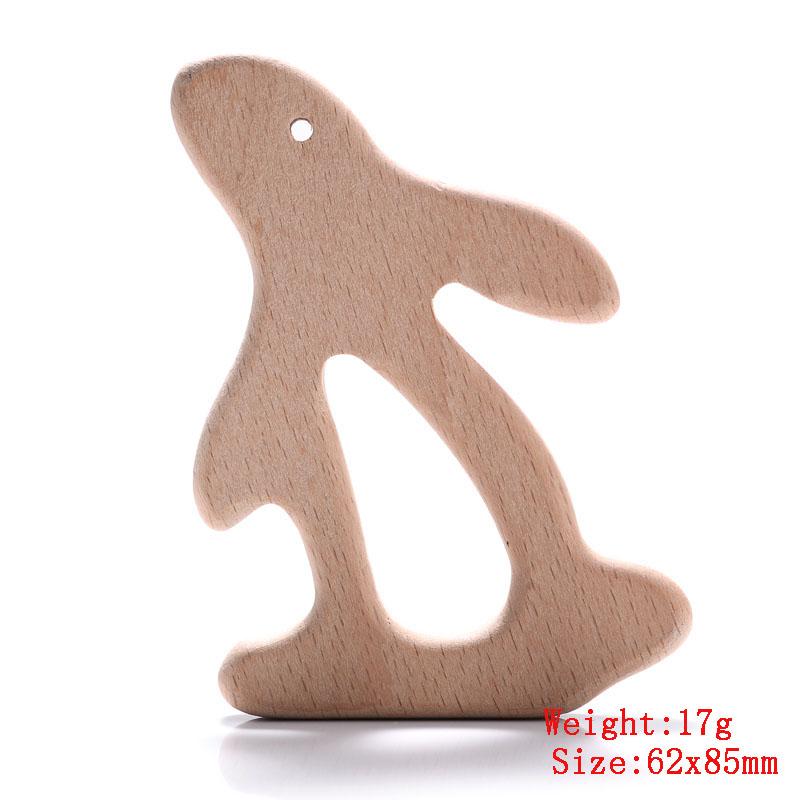 5Pcs/Lot Baby Pacifier Chain Chew Accessories Animal Shape Natural Beech Teething Wooden Teether Pendant Accessories