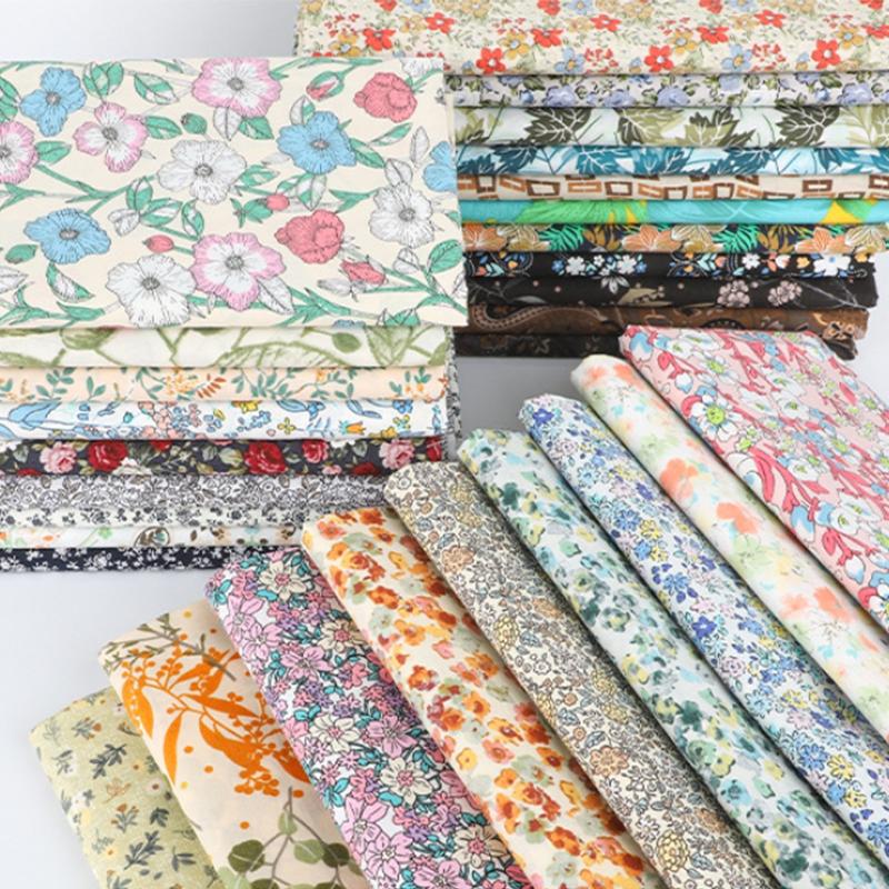 100*145cm High-density Cotton Poplin Plant Flower Printed Fabric For Diy Sewing Dolls Kid Dress Apparel Quilted Bedding Textiles