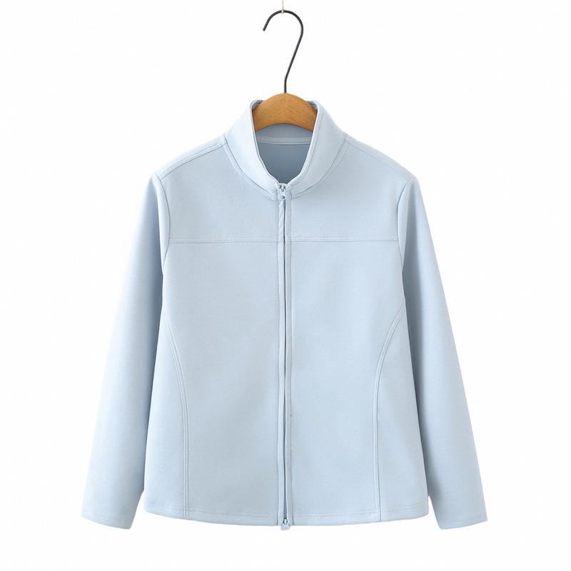 2026 Spring Plus Size Women's Long Sleeve Hoodie Cardigan with Double Zipper & Stand Collar - Style 7067