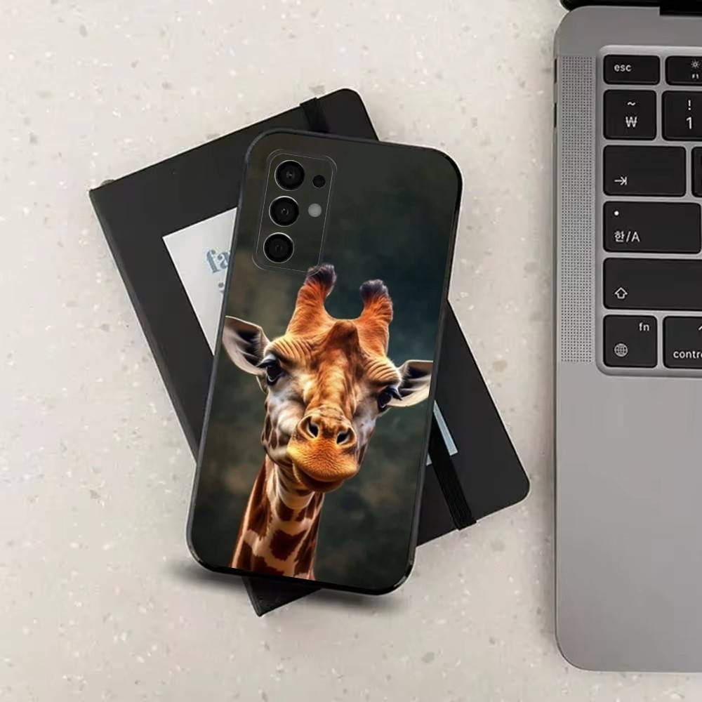 Animal Giraffe Cute Funny  Case For Samsung Galaxy A91,A80,A73,A72 ,A71,A53A52,A32 ,A31A22,A21s,A20,Black Cover