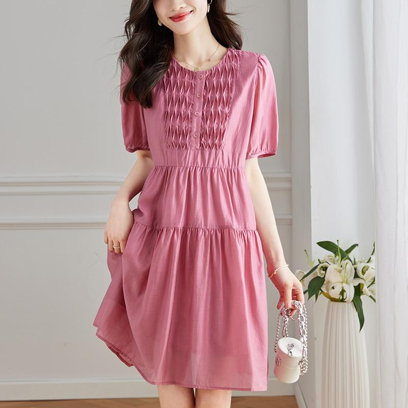 Розово-красное платье Женская юбка средней длины Летняя новая юбка А-силуэта с завышенной талией M