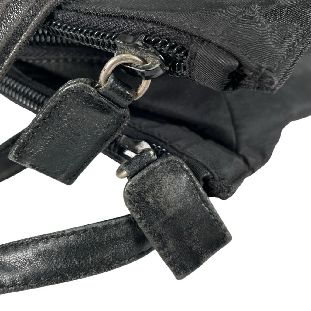 PRADA Triangular logo Tote Bag black Women used