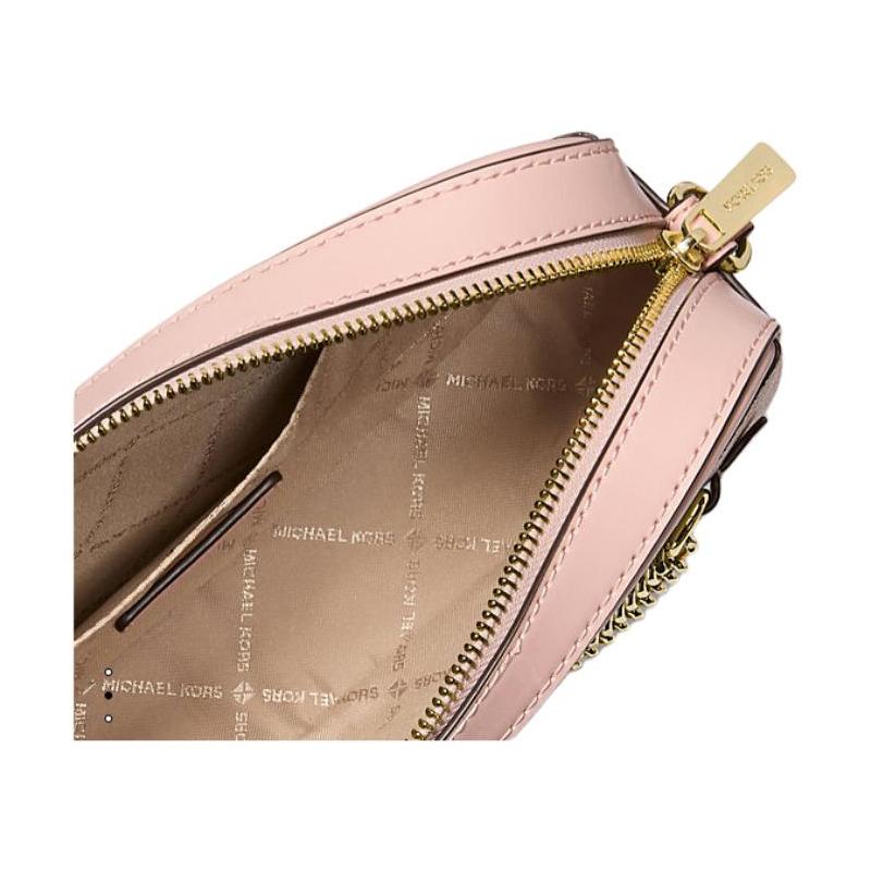 Michael Kors Jet Set Logo Printed Removable Strap Coated Canvas Faux Leather and Polyester Shoulder Crossbody Bag Large Women's Powder Blush