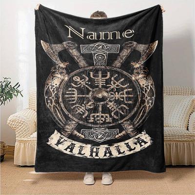 Custom Name Viking Theme Printed Blanket - Perfect for Couch, Bed, Travel & Outdoor Use | Machine Washable, Cozy & Durable.