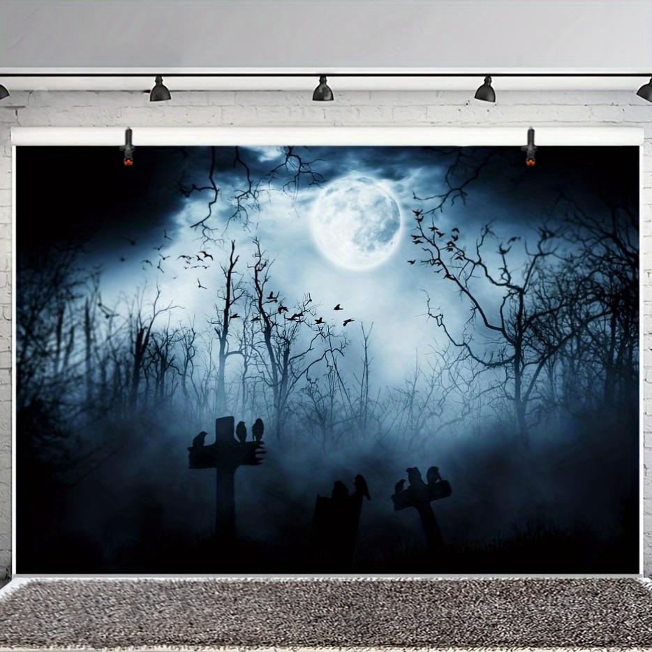 Photography backdrop 1 piece 82.7X59 inches. Moonlit night. Halloween. Cemetery. Photography backdrop.zyc