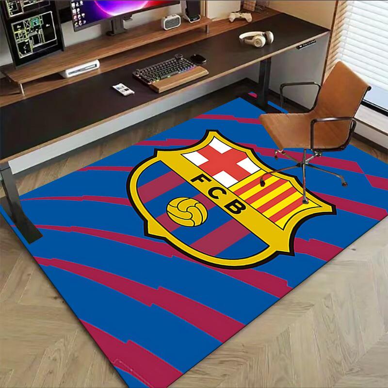 1 יחידה שטיח רצפה נגד החלקה בגודל XL של FC Barcelona, למשרד, למשפחה, לחדר שינה, לסטודיו, שטיח שטח גדול, שטיחים פנימיים