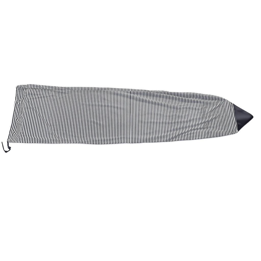 Gestreifte Surfbrettsocke Schutzhülle Dehnbar Paddleboard Abdeckung mit Tasche für Surfzubehör Schwarz Weiß 180x50cm