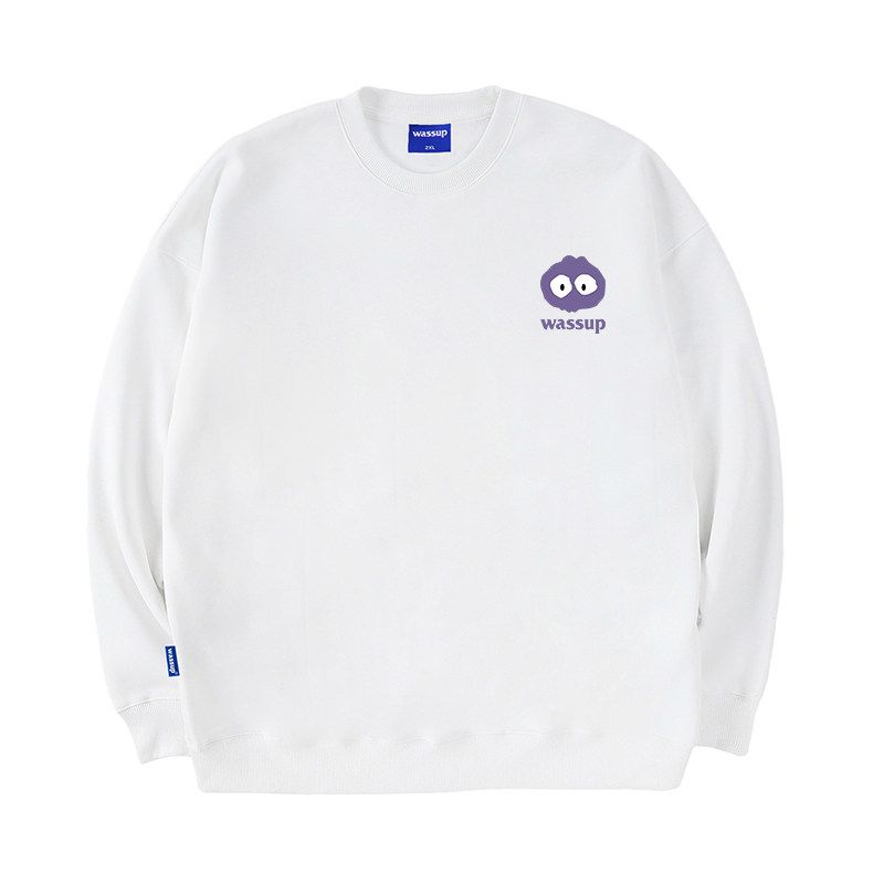 Wassup Little Monster American-Style Heavyweight Sweatshirt for Men and Women, Autumn and Winter Fleece-Lined, Loose Casual Trendy Crew Neck Top