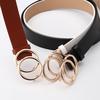 New Double Ring Belt Round Buckle Alloy Snap Buckle Belt, Student Simple Belt, Sweater Coat Decorative Belt