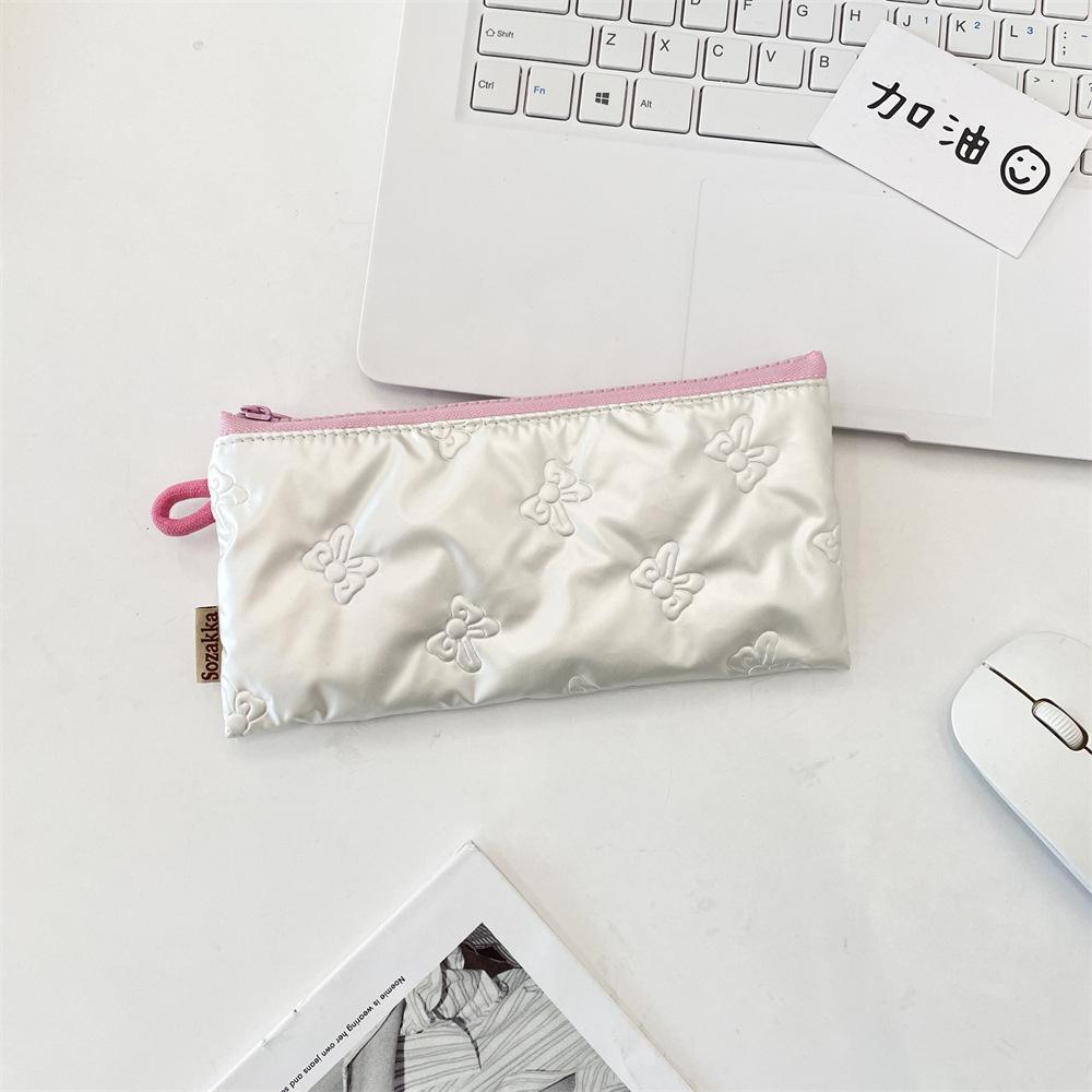 Quilted Bow Flap Women's Multifunctional Pencil Case & Coin Purse