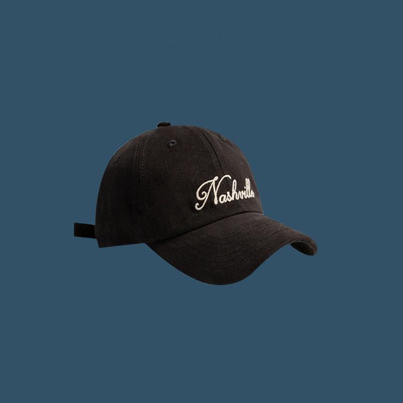 

Retro simple baseball cap women s big head circumference embroidered hat peaked hat soft top widened brim shows the face is small and versatile Adjustable