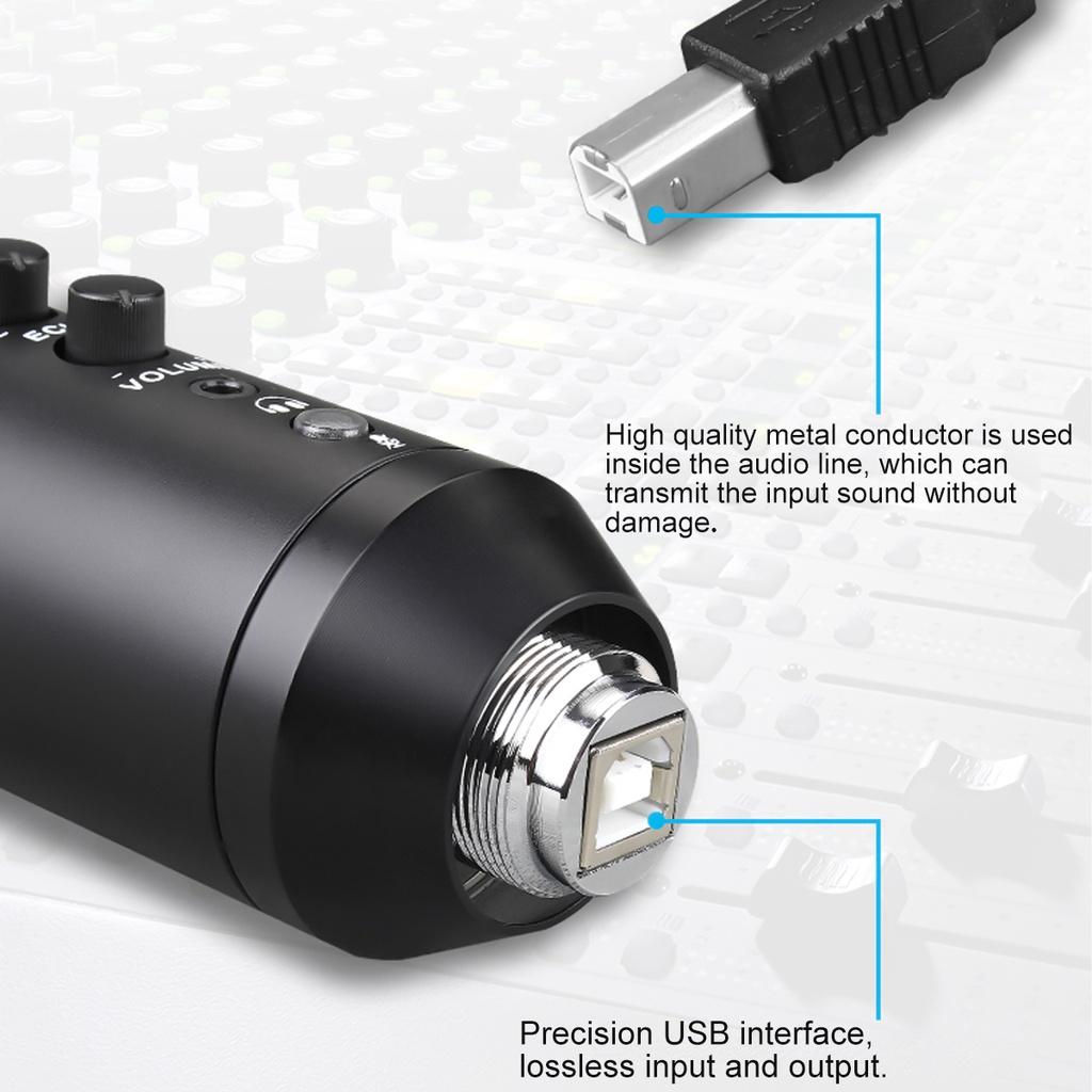 15V Professional USB RGB Microphone Condenser Microphones for Laptop Recording Sing Live for Gaming