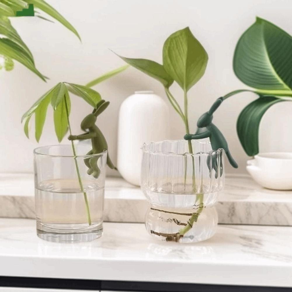 3PCS Plastic Rabbit Shaped Plant Stem Support Decorative Hydroponic Stabilizer  Vase Plant Decor