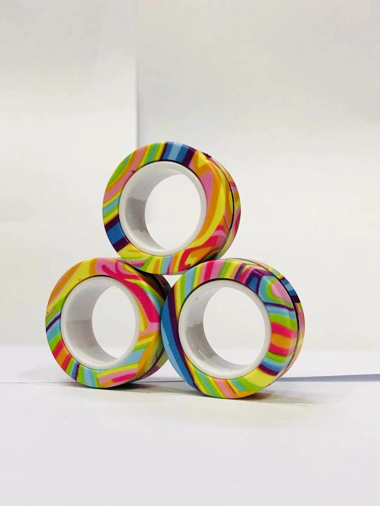 3pcs Finger Magnetic Rings Vibrant Fidget Plaything Set Adult Magnets Spinner for Relieve Stress Anxiety Relief Therapy
