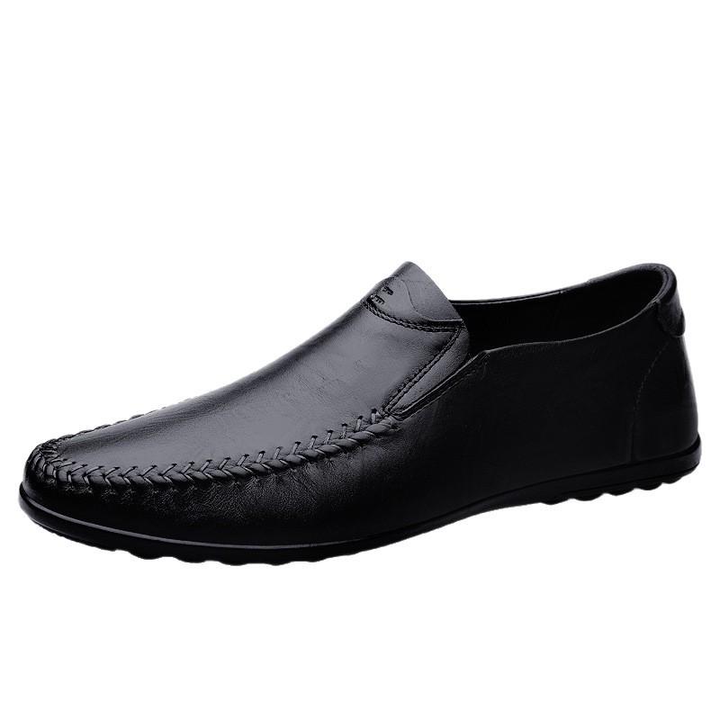 2259 Men'S Shoes Loafers Leather Shoes Foot Cover Cowhide Surface One Pedal Flat-Soled Handmade Casual Shoes Large Size Single Shoes