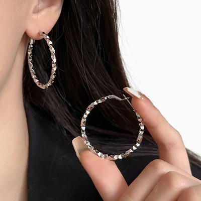 Round Geometric Prismatic Earrings, Fashionable Commuting, Simple and Versatile Earrings, Cold Wind Temperament Earrings, Women