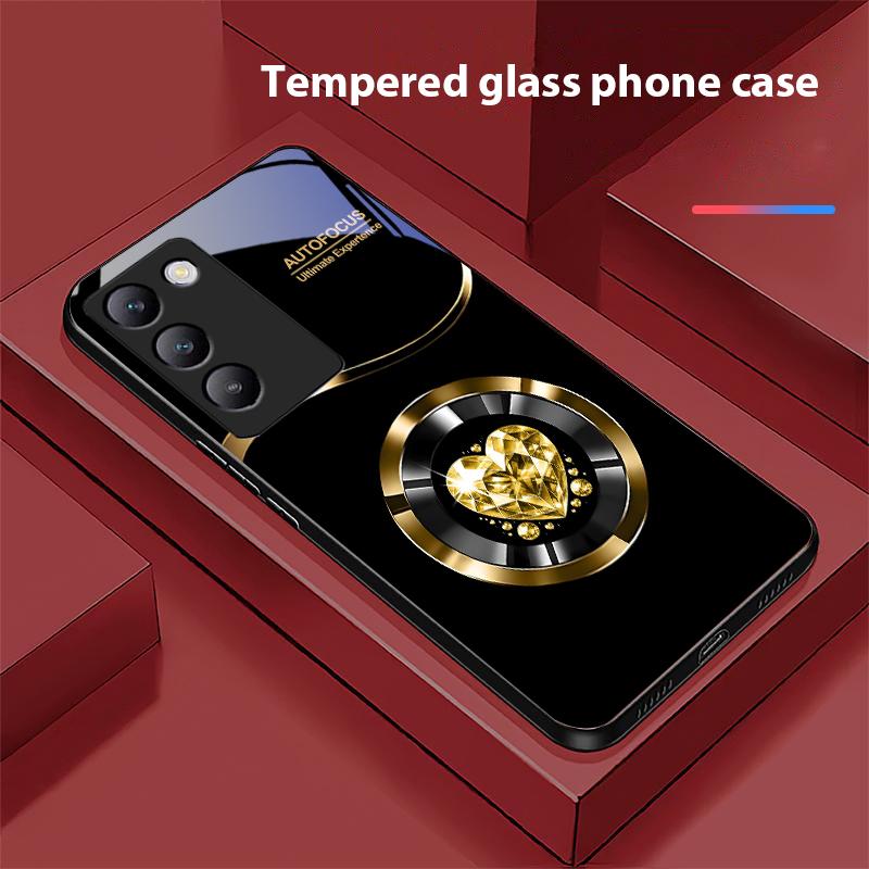 Circle Diamond Für Y72 33S 11 03 36 96 Lite 35 16 Iqoo 12 V40 SE 5G 29 40 21 30 X80 Pro Vivo Gehärtetes Glas Handyhülle Schwarz