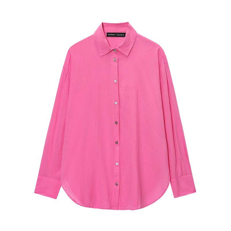 

Araltay New Arrival Fashion Style Women s Fashion All-Match Simple Buttons Ruched Shirt Tops 8041278 Pink L
